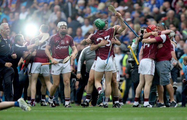 Galway players celebrate at the final whistle