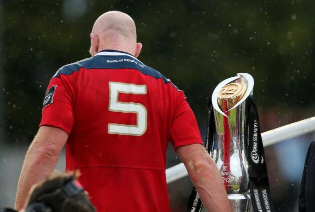 Paul O'Connell makes his way past The Guinness PRO12 Trophy