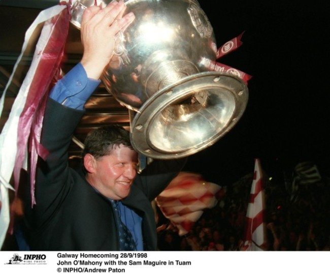 John O'Mahony with the Sam Maguire 28/9/1998