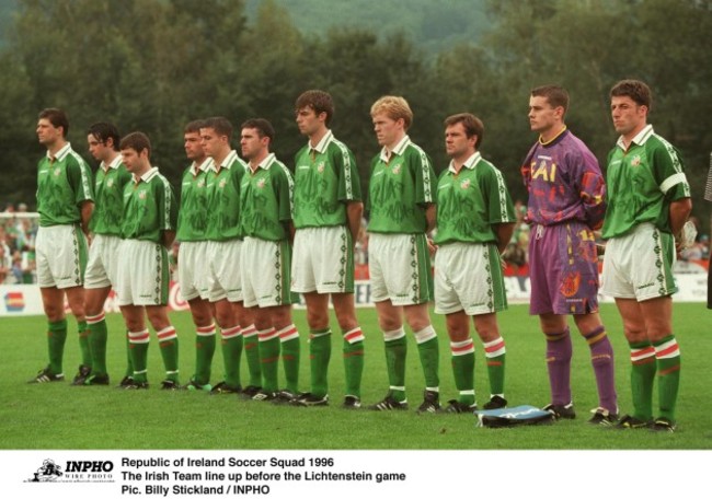 Team line up Republic of Ireland Soccer Squad 1996