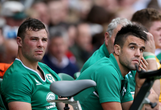 Robbie Henshaw and Conor Murray after going off