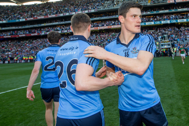 John Small and Diarmuid Connolly after the game
