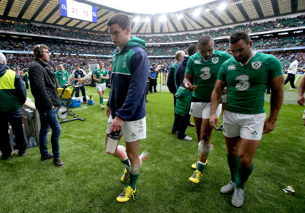 Jonathan Sexton, Simon Zebo and Dave Kearney after the game