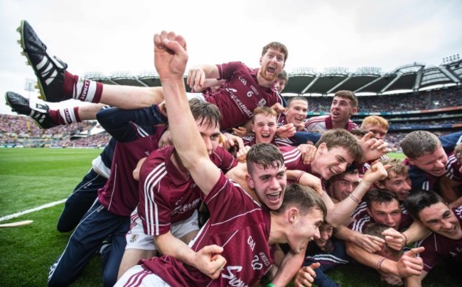 Galway players celebrate after the game