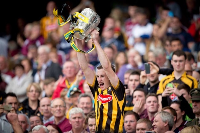 Joey Holden raises the Liam McCarthy cup