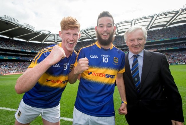 Michael Connors and Aidan Buckley celebrate after the game