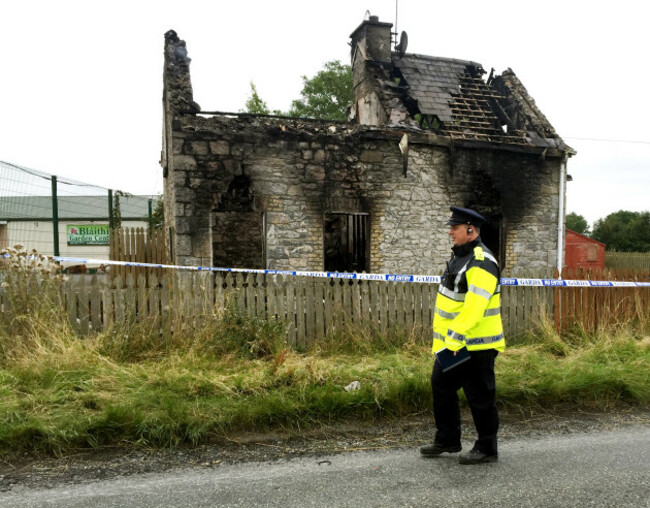 07/09/2015 Rhode fire. Gardai at the scene of a ho