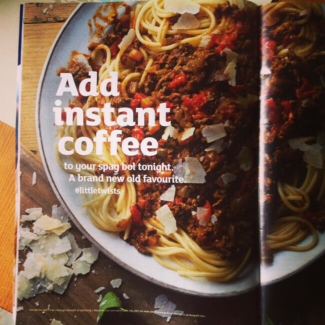 Coffee + Spag Bol in one mouthful?!! Sold