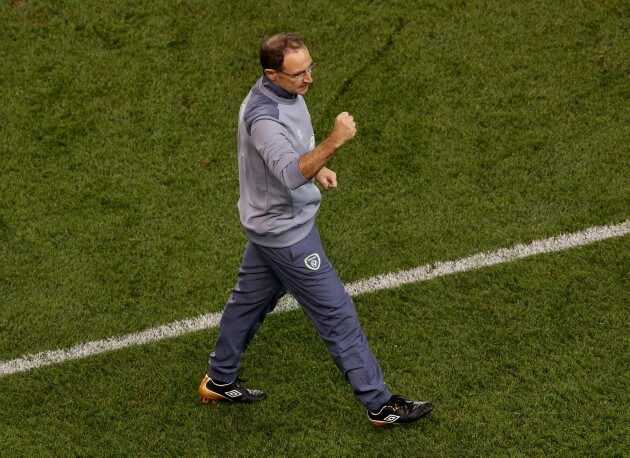 Martin O'Neill celebrates at the final whistle