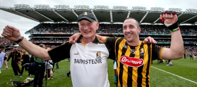 Brian Cody celebrates with Eoin Larkin