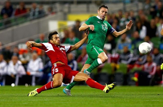 Robbie Keane with Aleksandre Amisulashvili