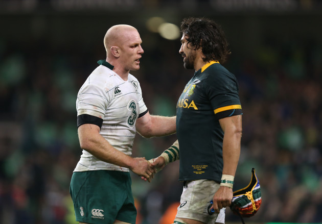 Paul O'Connell and Victor Matfield after the match