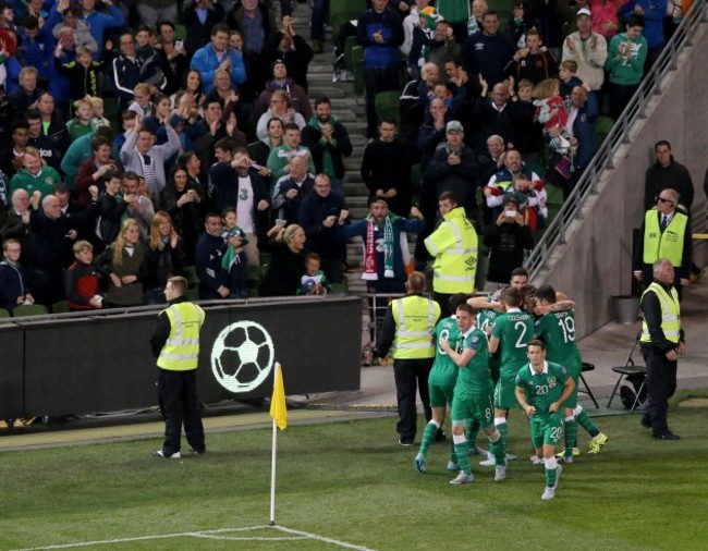 Jon Walters celebrates scoring the first goal of the game with teammates