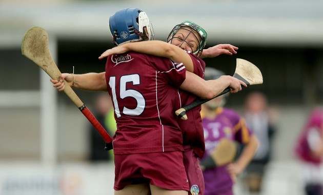 Molly Dunne and Ailish O'Reilly celebrate at the final whistle