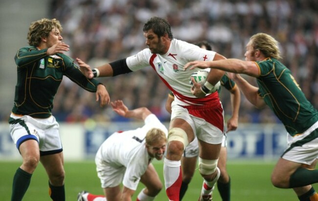 Simon Shaw tckled by Francois Steyn and Schalk Burger 20/10/2007