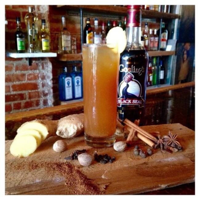 Our dark & stormy, The #Shacklebolt. House infused spiced rum using Gosling.