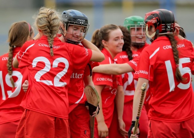 Pamela Mackey and Jennifer Hosford celebrate at the final whistle