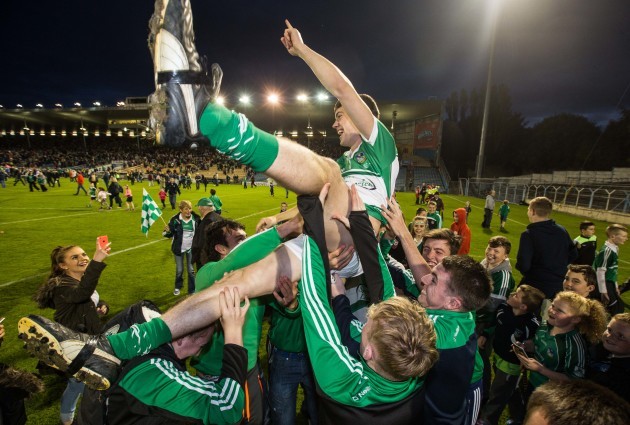 Limerick supporters celebrate with goalkeeper David McCarthy