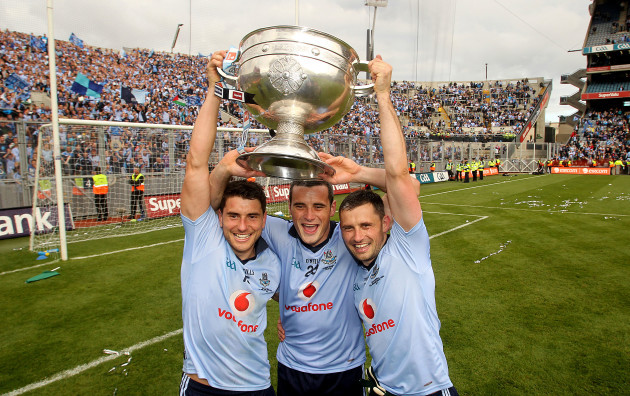 Bernard, Paul and Alan celebrate with the Sam Maguire