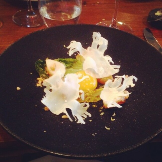 Amazing dinner @oxbelfast . Scallop, yolk, hazelnuts #belfast