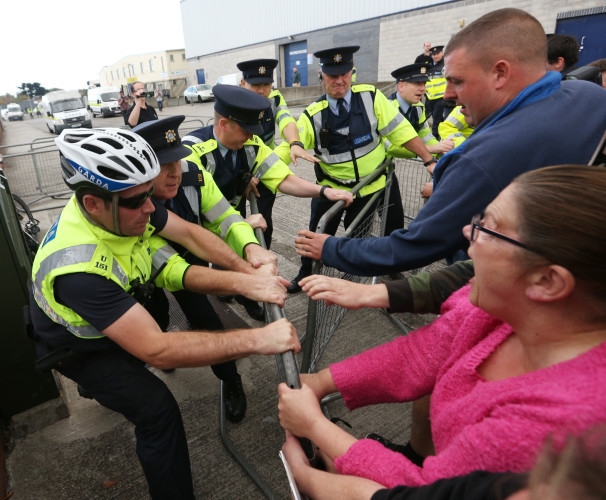 16/9/2015 Garda with anti water protesters outside