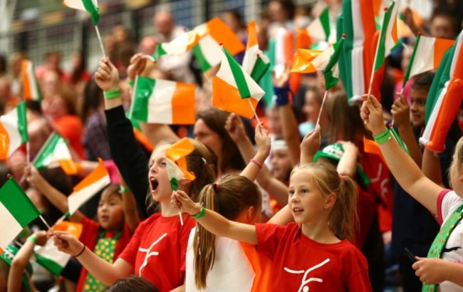 Ireland supporters cheering on the team