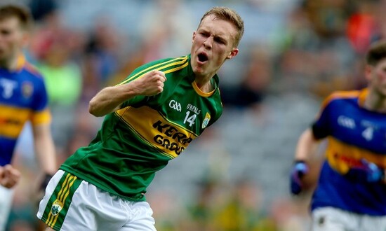 Bryan Sweeney celebrates scoring the first goal of the game