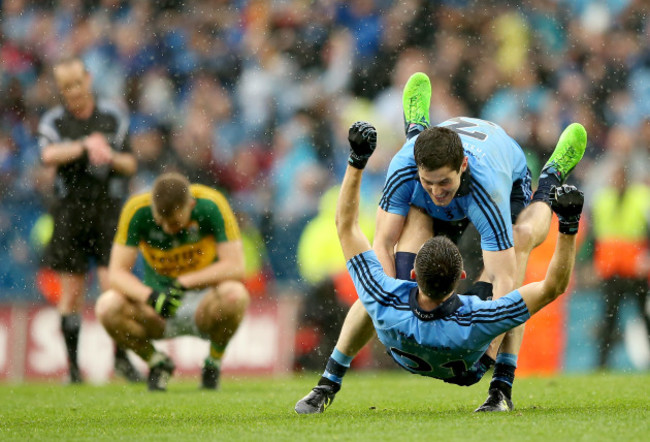 Rory O'Carroll and Darren Daly celebrates at the final whistle