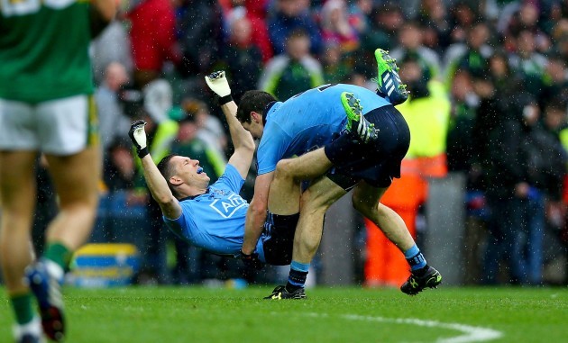 Rory O'Carroll and Darren Daly of Dublin celebrate