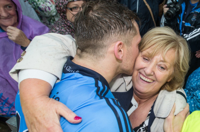 Paul Flynn celebrates with his mother Helena after the game