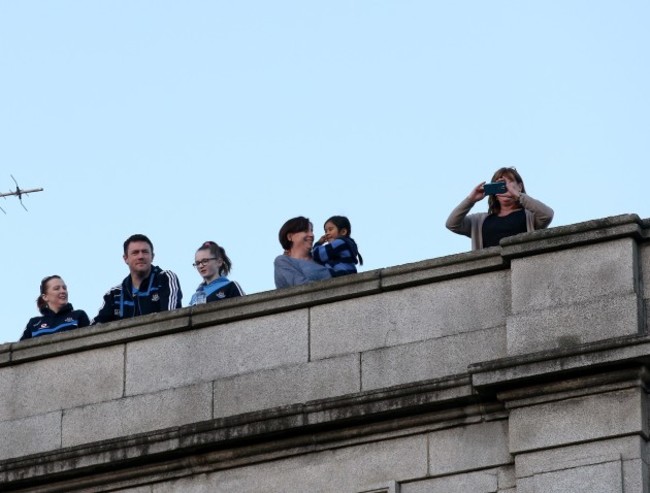 Dublin fans look down onto O'Connell Street