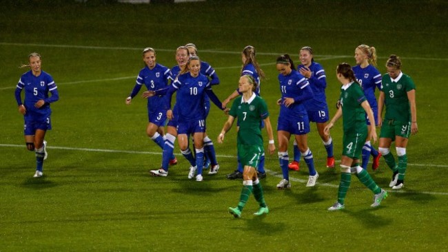 Finland celebrate their second goal