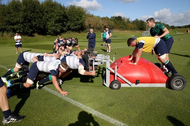 The forwards during scrum training