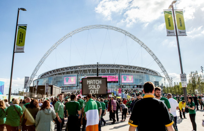 A view of a Sold Out Sign outside Wembley Stadium