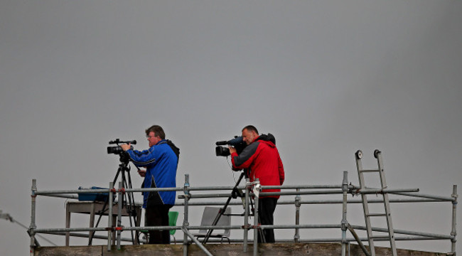 A general view of television camera's at the game Ê