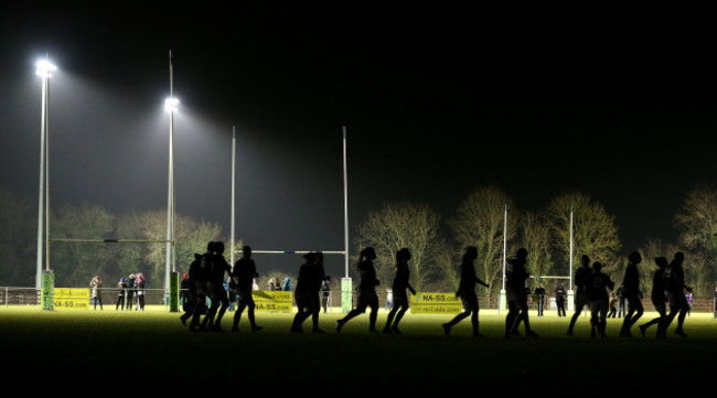 The teams are in the dark as the lights won't work at the start of the second half