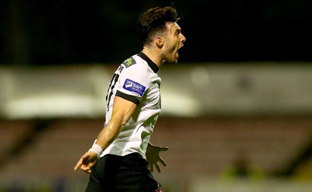 Richie Towell celebrates scoring his side's equaliser in injury time