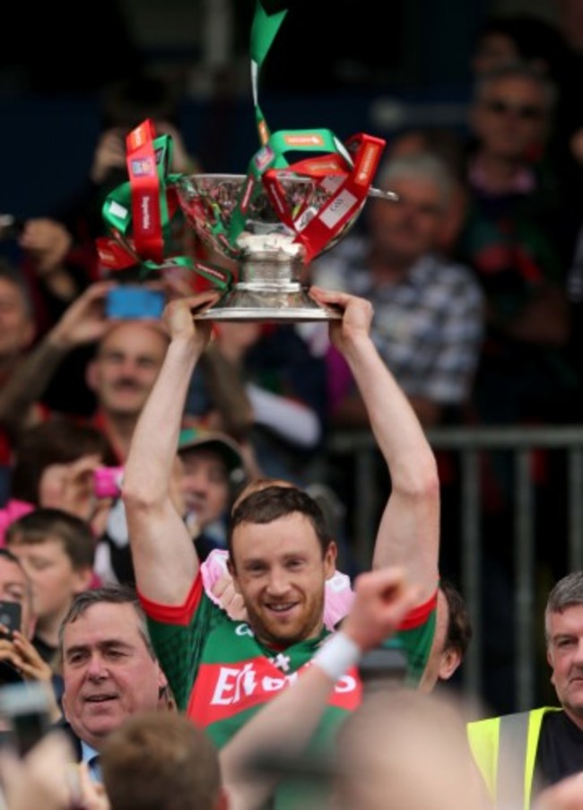 Keith Higgins lifts the Nestor Cup