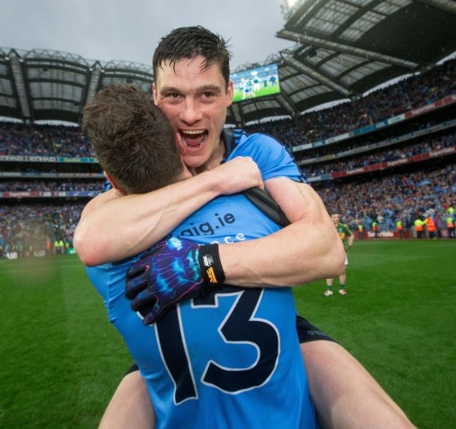 Diarmuid Connolly and Paddy Andrews celebrate