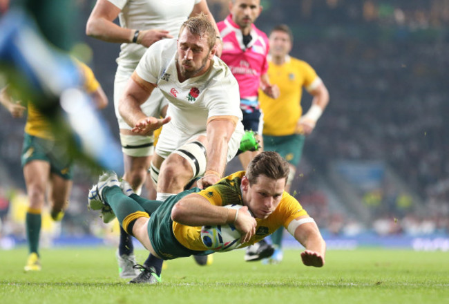 Australia’s Bernard Foley scores a try