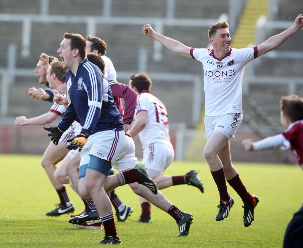 Slaughtneil players celebrate at the final whistle