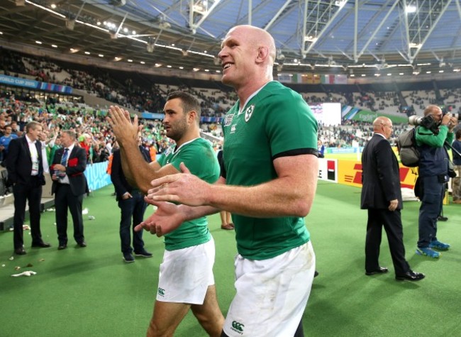 Paul O'Connell and Dave Kearney after the game