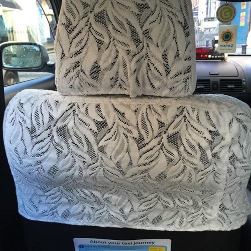 Never been in a broidery anglaise lace taxi before, it's like a 3 piece sofa! #onlyinireland