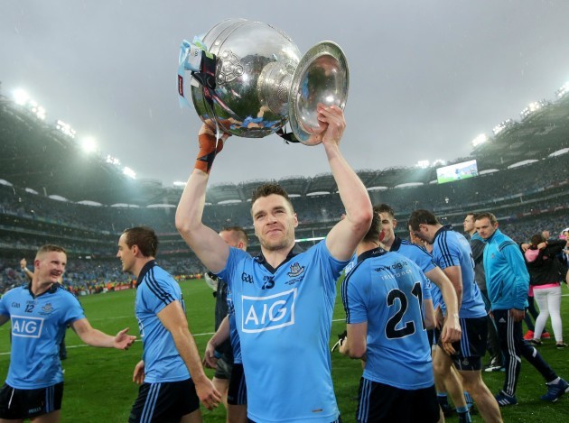 Paddy Andrews celebrates with the Sam Maguire trophy