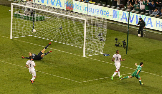 Shane Long celebrates scoring their first goal