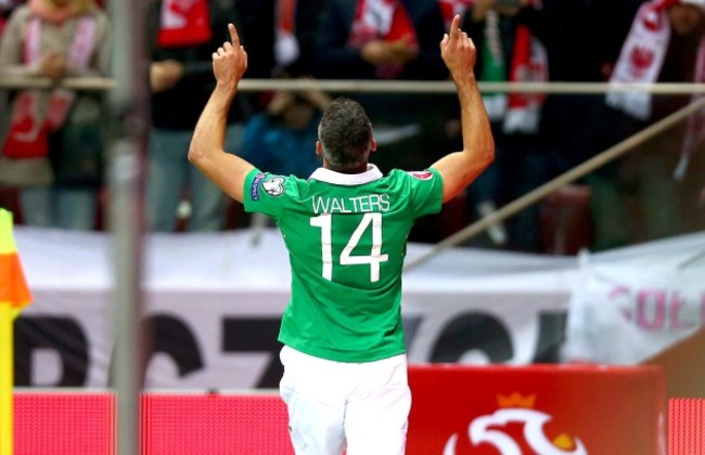 Jonathan Walters celebrates scoring their first goal from the penalty spot