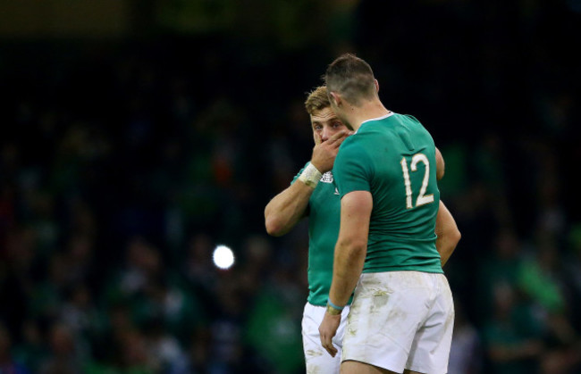 An emotional Ian Madigan of Ireland after the game