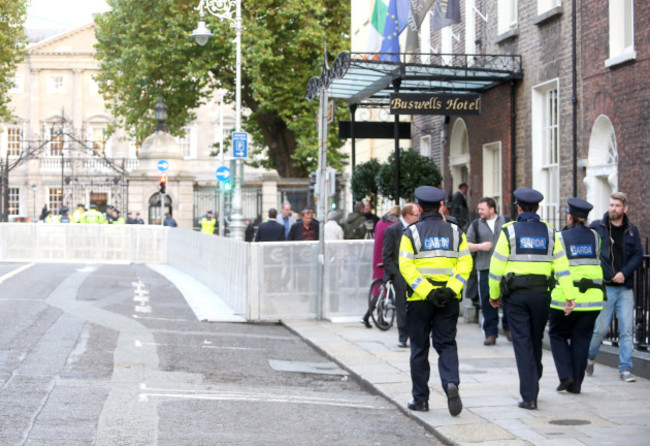 13/10/2015 Budget 2016. Heavy Garda presence with