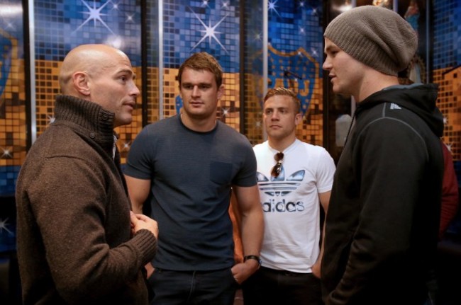 Felipe Contepomi with Rhys Ruddock, Ian Madigan and Jonathan Sexton in the Boca stadium dressing room