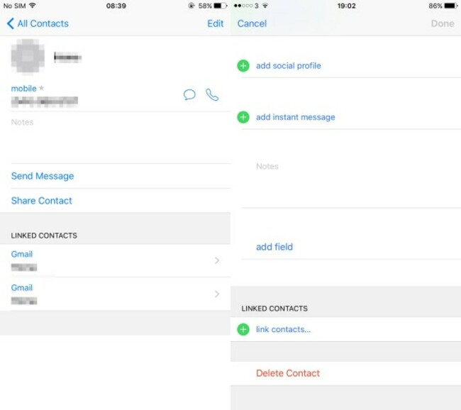 iPhone contacts